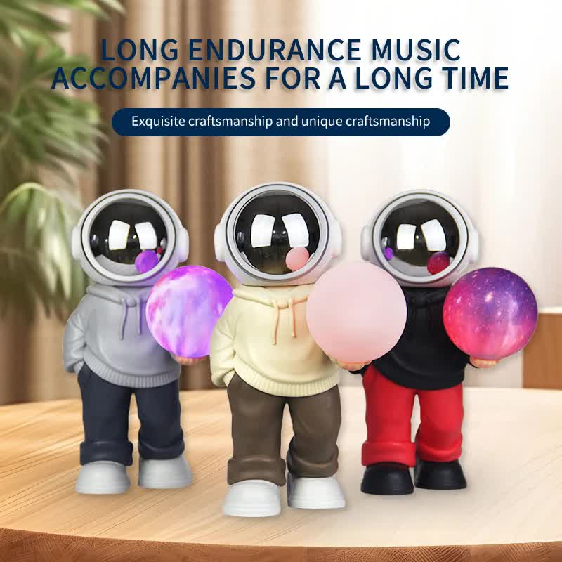 Creative Astronaut Bluetooth Speaker with 3D Starry Sky Lighting (beige top + brown pants)