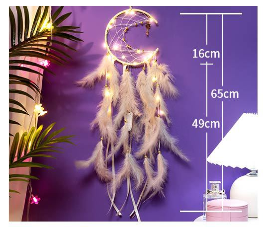 Multicolor 2 PCS Mystic Moon Dreamcatcher Wind Chime Pendant - Elegant Lunar Design with Soothing Tones