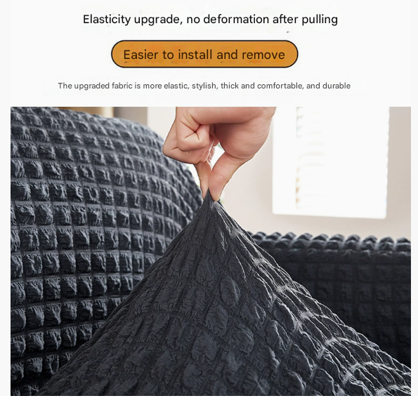 Grey-white Single Sofa Bubble Gauze Sofa Cover with Skirt - Full Elastic Dustproof Single Seater 90-140cm