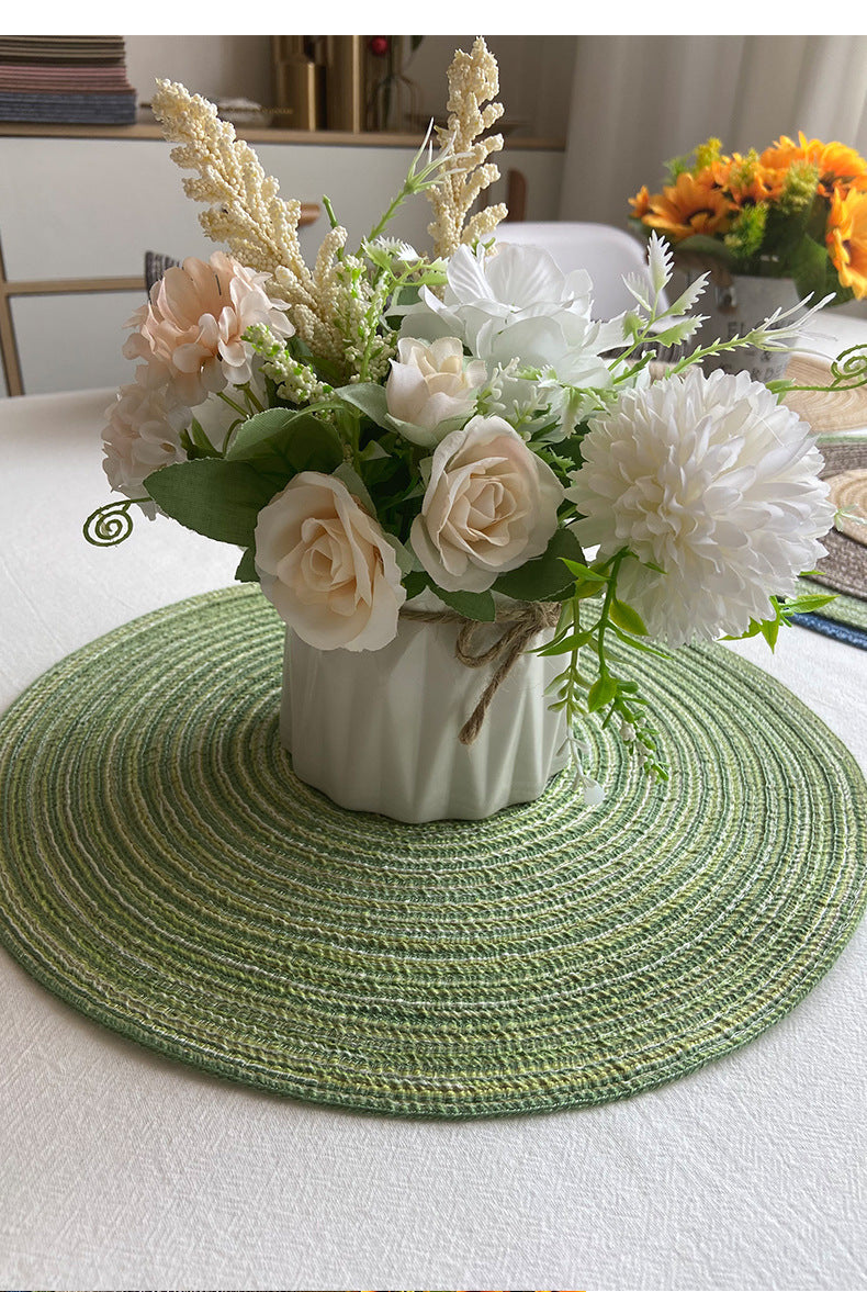 8 Pcs Coffee Woven Round Placemat - Non-Slip, Heat-Resistant Dining Table Mat, 30cm