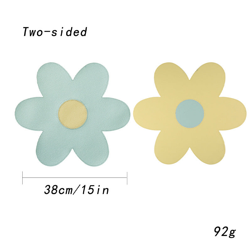 Blue Background With Yellow Heart + Yellow Background With Blue Heart Set of 6 Reversible Flower Shaped Placemats