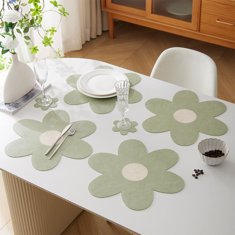 Blue Background With Yellow Heart + Yellow Background With Blue Heart Set of 6 Reversible Flower Shaped Placemats