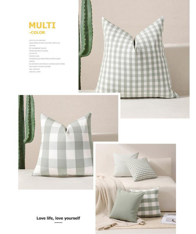 Green Solid Color Set of 2 Decorative Cushion Covers - 45x45cm, Soft Polyester (Inserts Not Included)