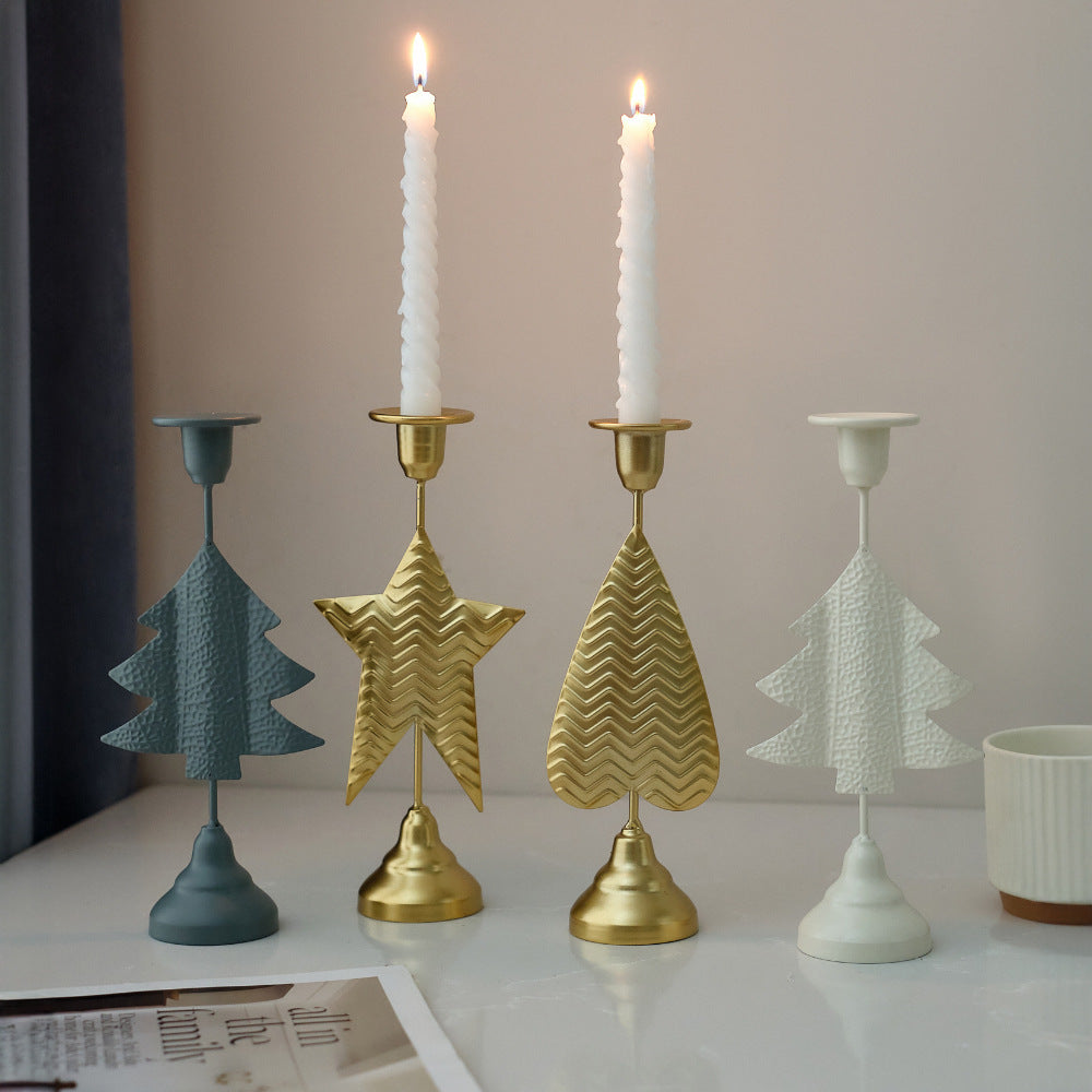 Black Elegant Star Metal Candlestick Holder - Decorative Taper Candle Stand for Home, Tabletop & Special Occasions