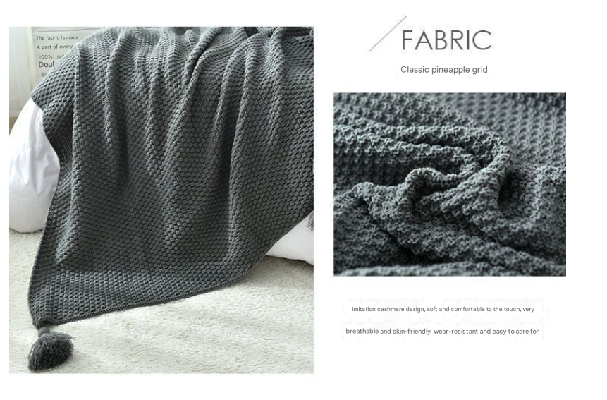 110cm x 150cm Yellow Knitted Sofa Blanket for Autumn and Winter Naps