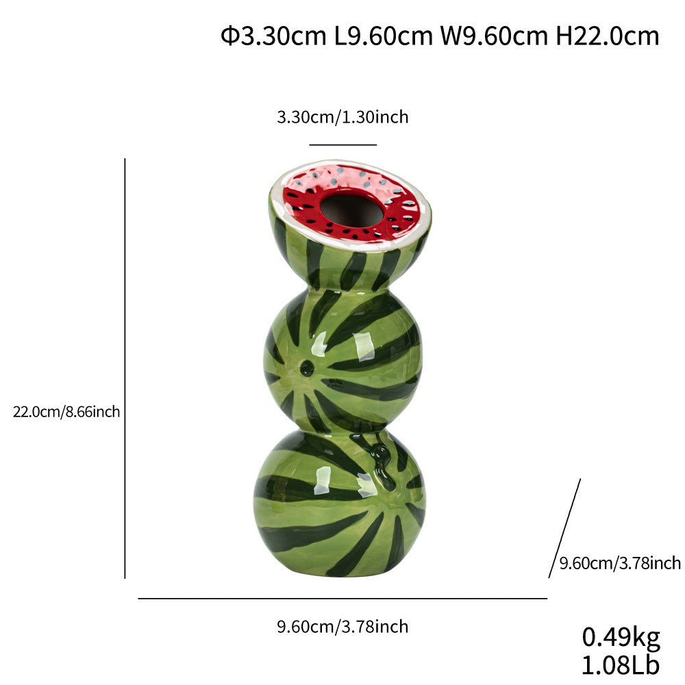 Watermelon Nordic-Style Minimalist Fruit and Flower Vase - Modern Home Decor