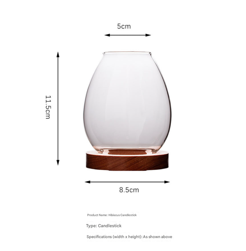 Windproof Glass Candle Cover with Wood Base - For Tealights, Zen Home Accent (Transparent candle holder)