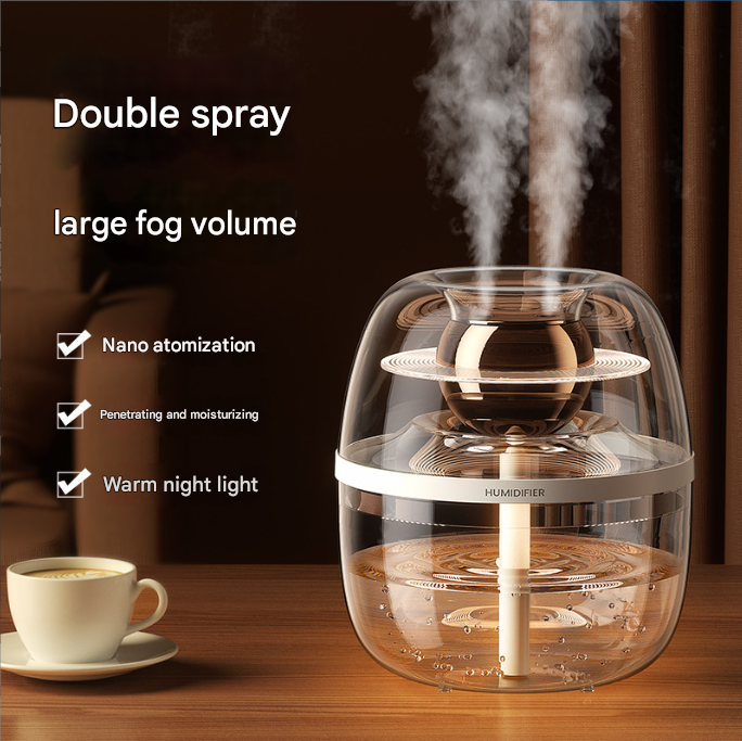White Crystal Clear Dual Mist Humidifier - Ultrasonic Cool Mist & Quiet Operation with Ambient Night Light for Bedroom & Office