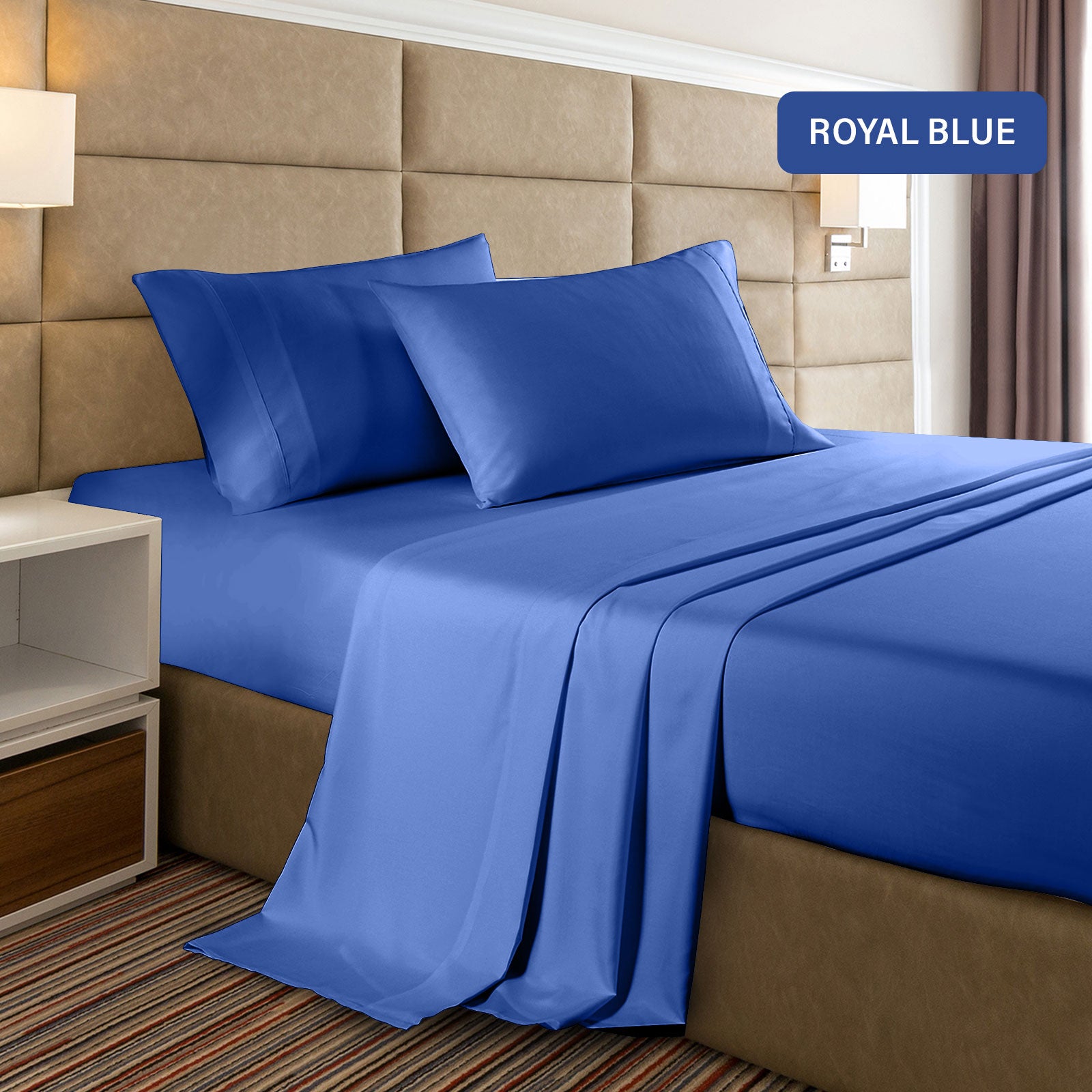 Casa Decor Bamboo Cooling  2000TC Sheet Set - King Single - Royal Blue