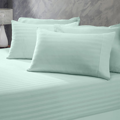 Royal Comfort 1200TC COTTON STRIPE -3PC FITTED COMBO SETS DOUBLE CHAMBRAY