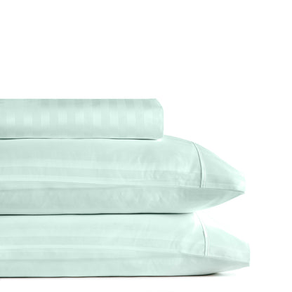 Royal Comfort 1200TC COTTON STRIPE -3PC FITTED COMBO SETS DOUBLE CHAMBRAY