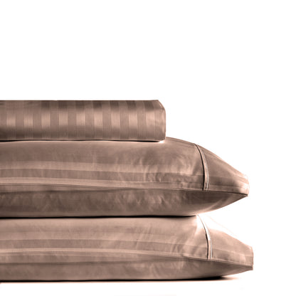 Royal Comfort 1200TC COTTON STRIPE -3PC FITTED COMBO SETS DOUBLE CHARCOAL