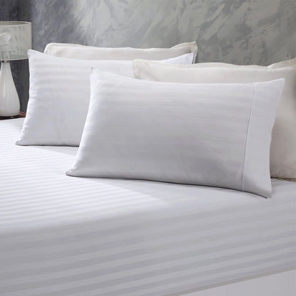 Royal Comfort 1200TC COTTON STRIPE -3PC FITTED COMBO SETS QUEEN WHITE