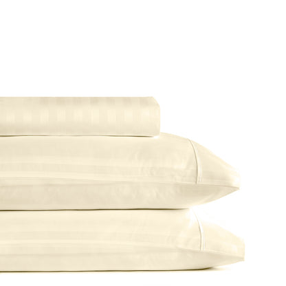 Royal Comfort 1200TC COTTON STRIPE -3PC FITTED COMBO SETS KING SAND