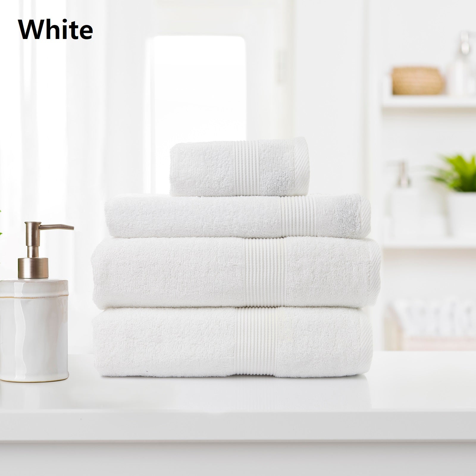 Royal Comfort Cotton Bamboo Towel 4pc Set - White