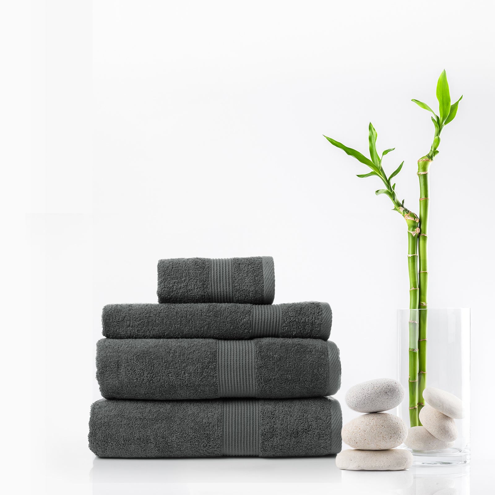Royal Comfort Cotton Bamboo Towel 4pc Set - Granite