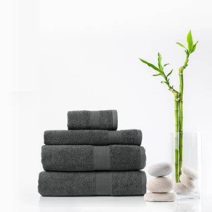 Royal Comfort Cotton Bamboo Towel 4pc Set - Granite