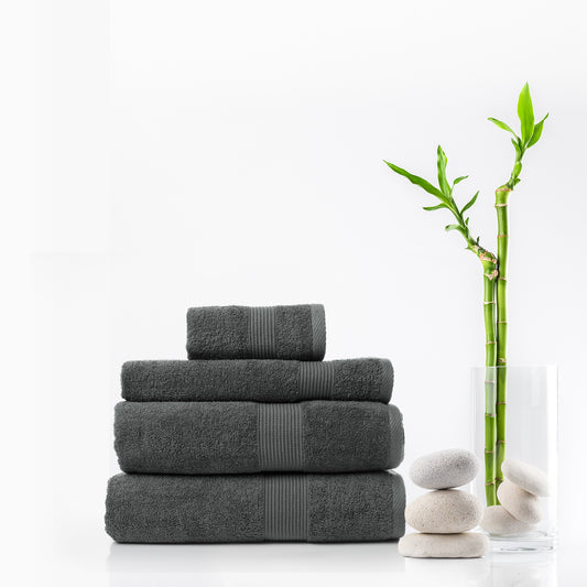 Royal Comfort Cotton Bamboo Towel 4pc Set - Granite