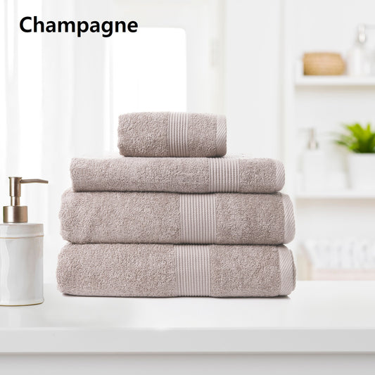 Royal Comfort Cotton Bamboo Towel 4pc Set - Champagne