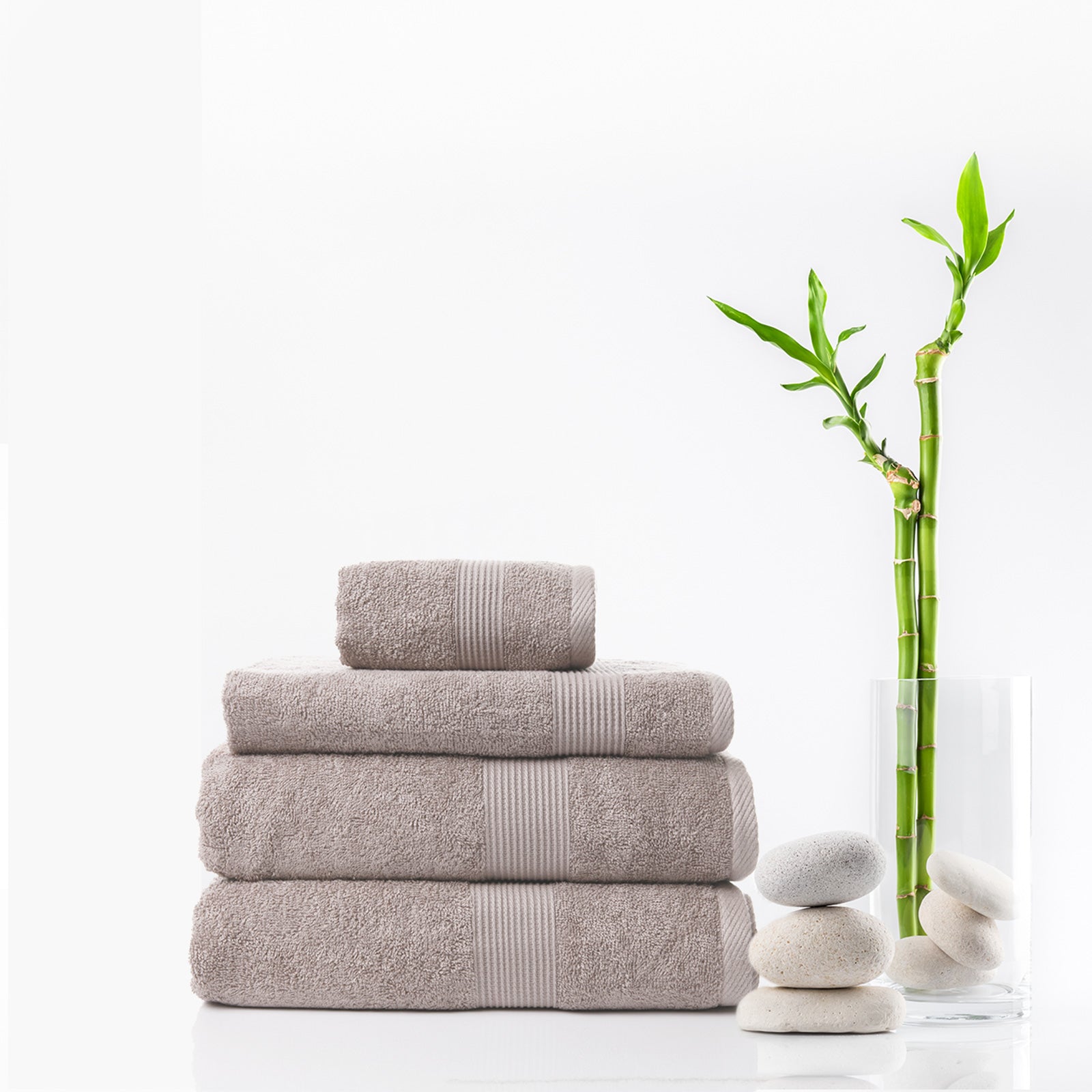 Royal Comfort Cotton Bamboo Towel 4pc Set - Champagne