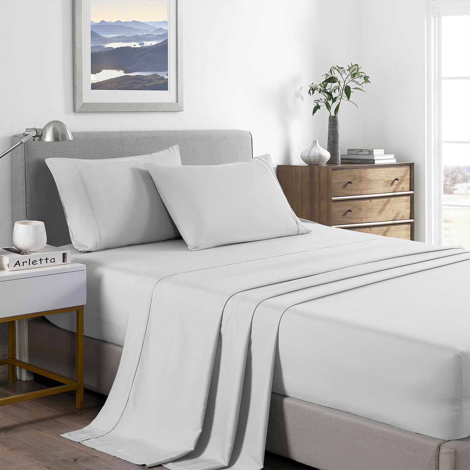 Royal Comfort Bamboo Cooling 2000TC Sheet Set Queen - Pearl Stone