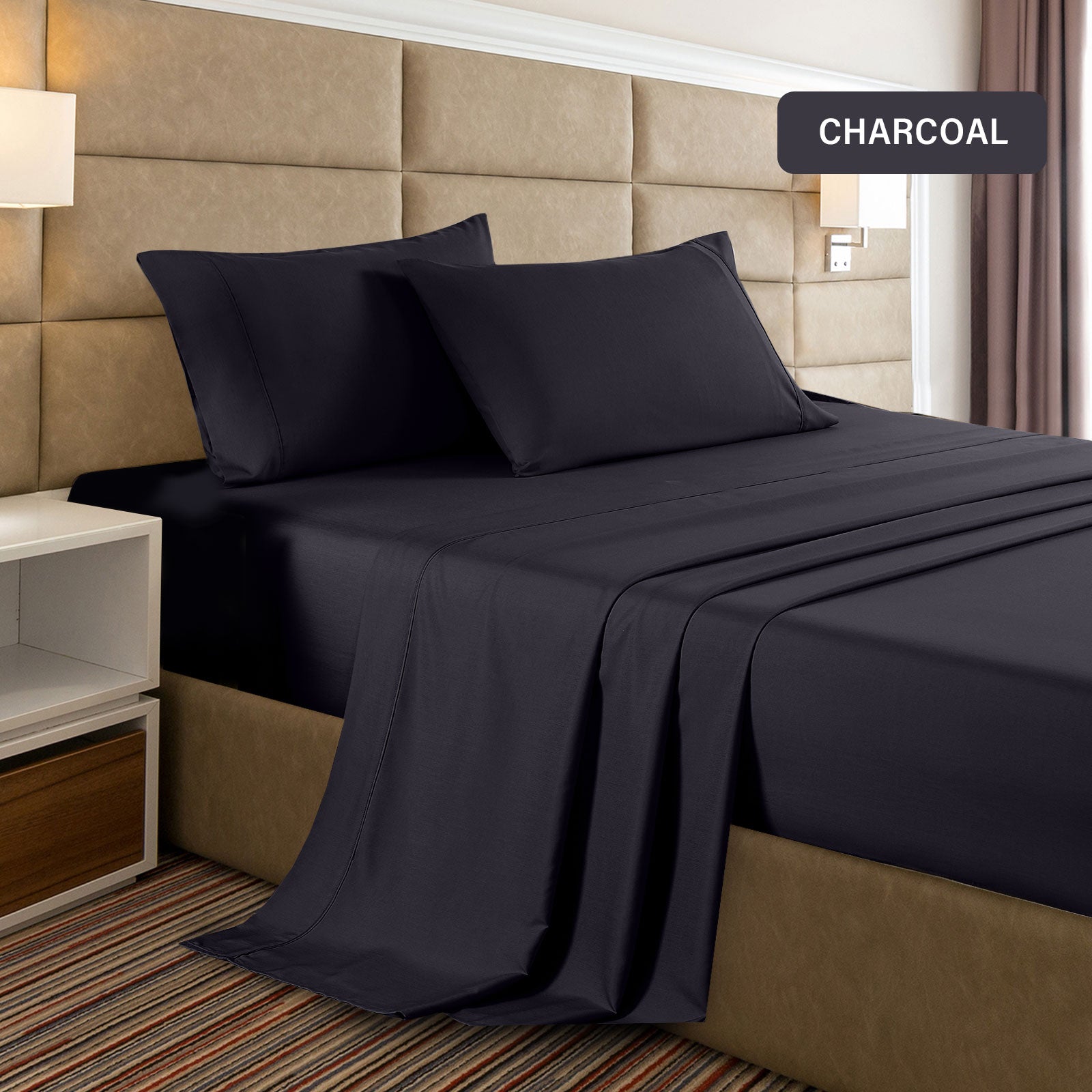 Casa Decor Bamboo Cooling  2000 TC Sheet Set King Single Charcoal