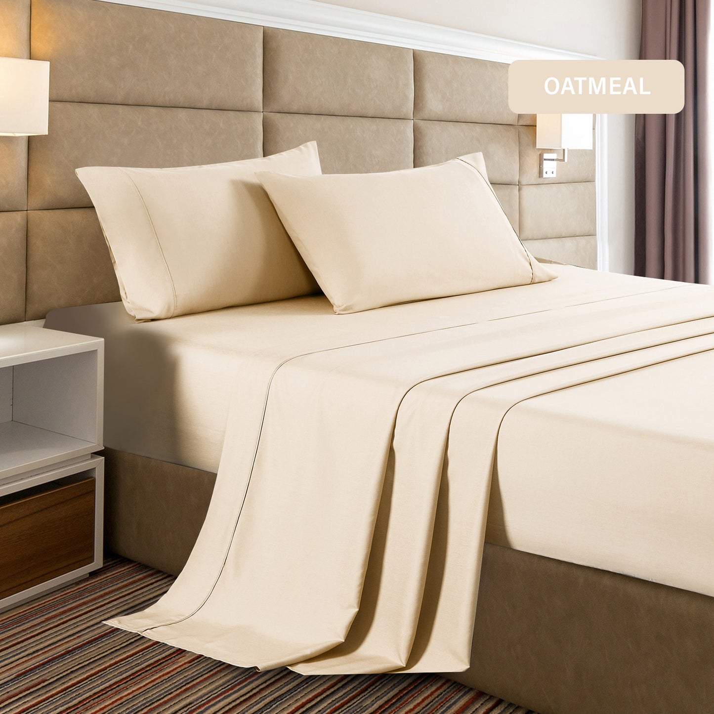 Casa Decor Bamboo Cooling  2000 TC Sheet Set Double Oatmeal