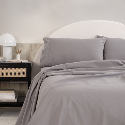 Royal Comfort Vintage Washed 100 % Cotton Sheet Set Double - Grey