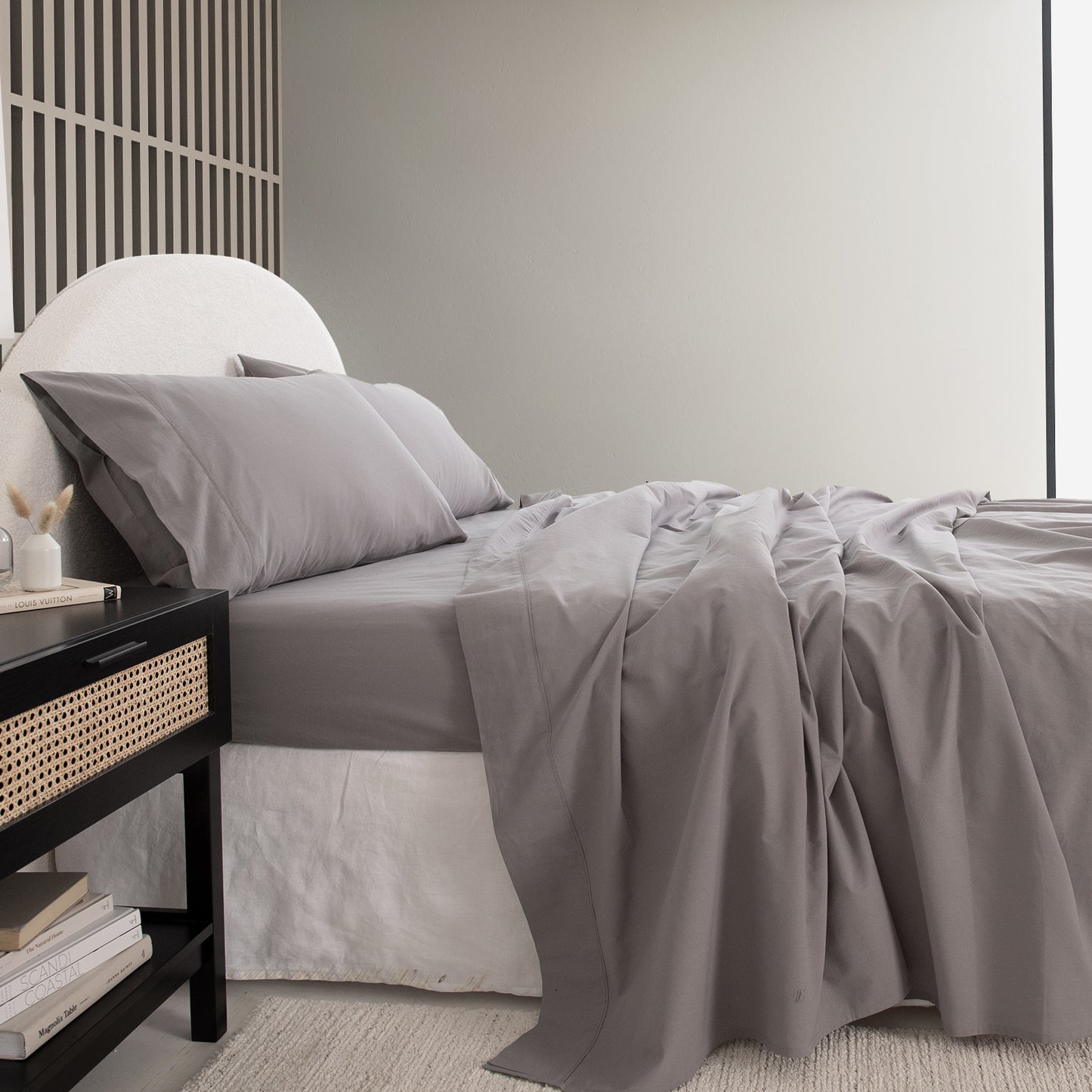 Royal Comfort Vintage Washed 100 % Cotton Sheet Set Double - Grey