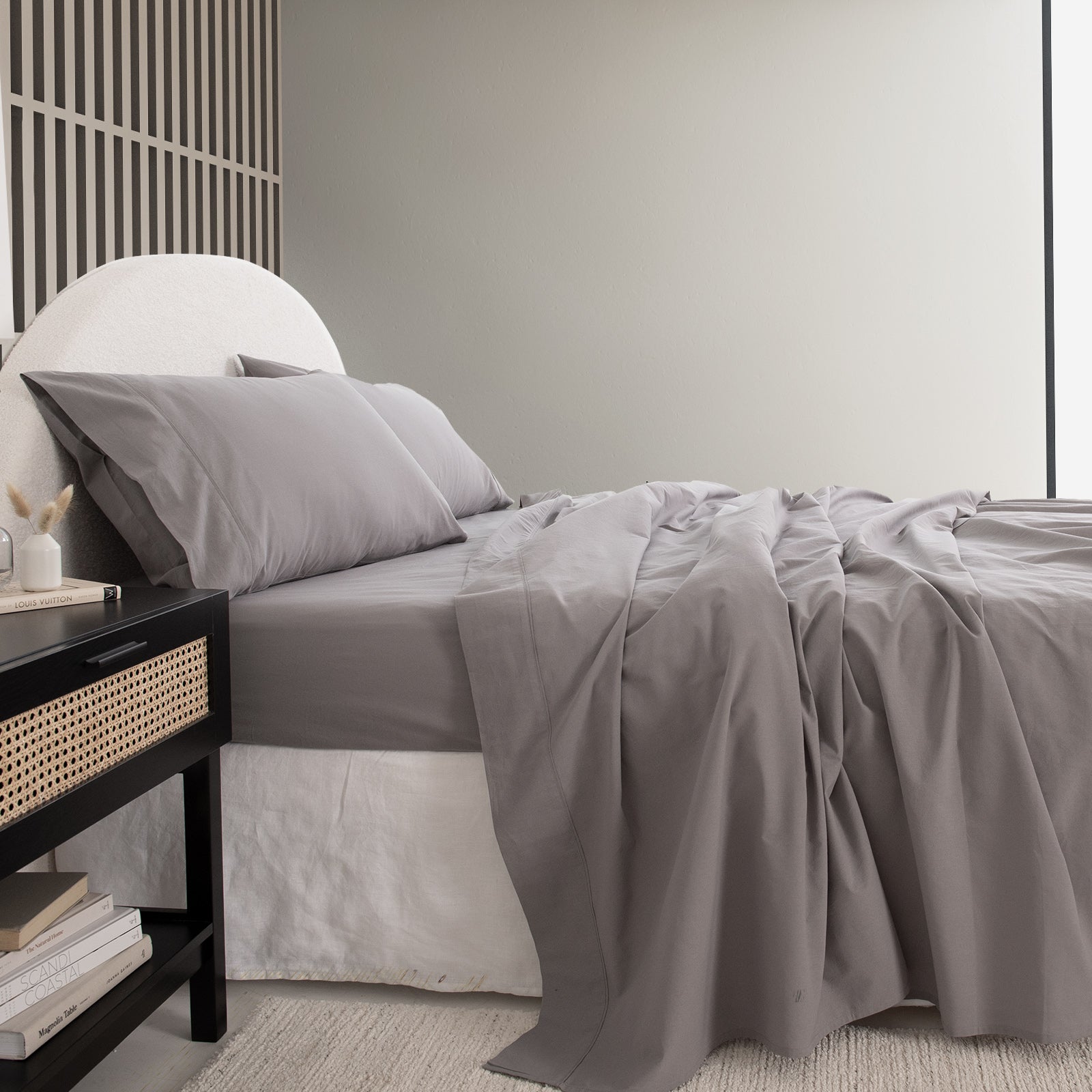 Royal Comfort Vintage Washed 100 % Cotton Sheet Set Double - Grey