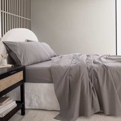 Royal Comfort Vintage Washed 100 % Cotton Sheet Set Double - Grey