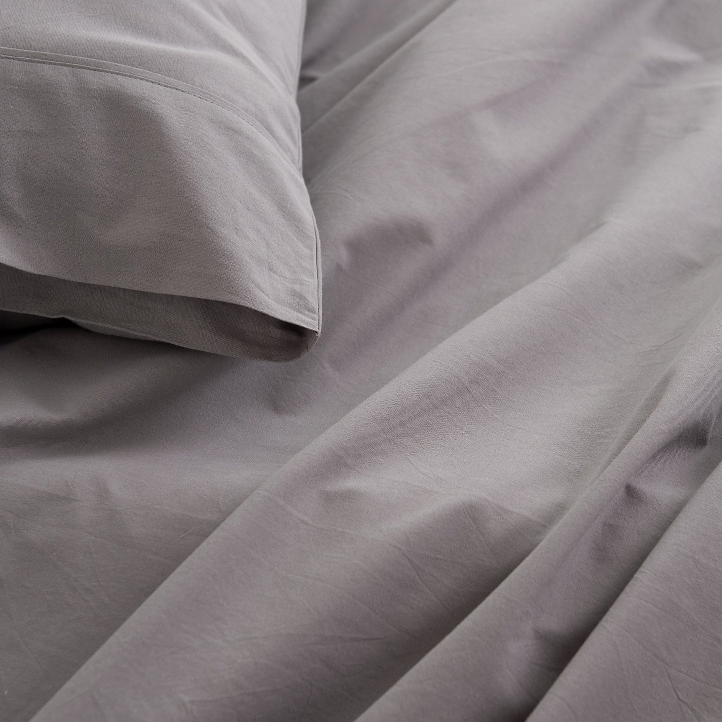 Royal Comfort Vintage Washed 100 % Cotton Sheet Set Double - Grey