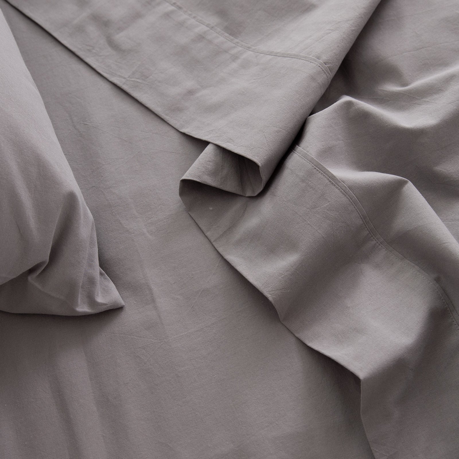 Royal Comfort Vintage Washed 100 % Cotton Sheet Set Double - Grey