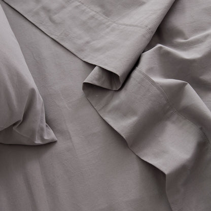Royal Comfort Vintage Washed 100 % Cotton Sheet Set Double - Grey