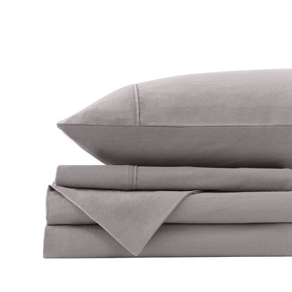 Royal Comfort Vintage Washed 100 % Cotton Sheet Set Double - Grey