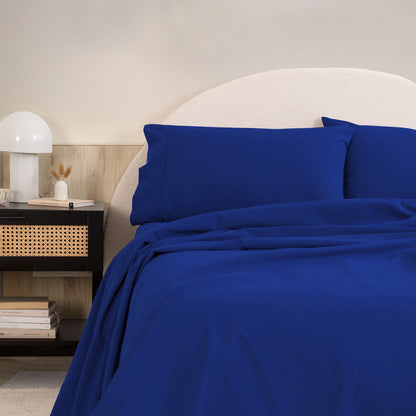 Royal Comfort Vintage Washed 100% Cotton Sheet Set Queen - Royal Blue