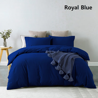 Royal Comfort Vintage Washed 100 % Cotton Quilt Cover Set King - Royal Blue