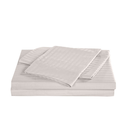 KENSINGTON 1200TC COTTON SHEET SET IN STRIPE-QUEEN - SILVER (GREY)