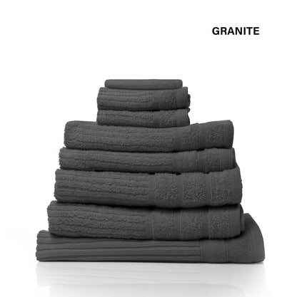 Royal Comfort Eden Egyptian Cotton 600 GSM 8 Piece Towel Pack Granite