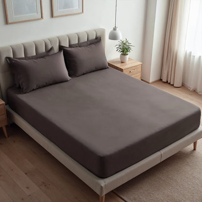 Royal Comfort 1500TC Cotton Rich Fitted sheet 3 PC Set Double-Dusk Grey