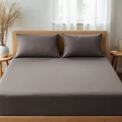 Royal Comfort 1500TC Cotton Rich Fitted sheet 3 PC Set Double-Dusk Grey