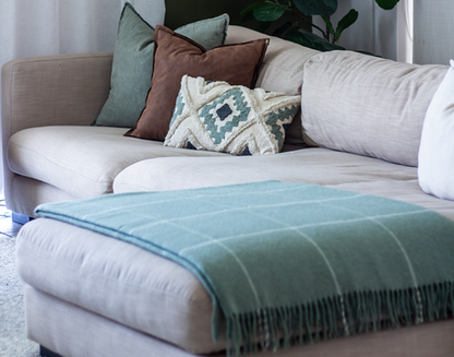 Brighton Throw - 100% NZ Wool - Sage Striped - DecorHouse.com.au