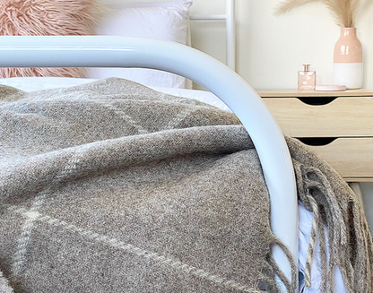 Brighton Throw - 100% NZ Wool - Beige Striped - DecorHouse.com.au