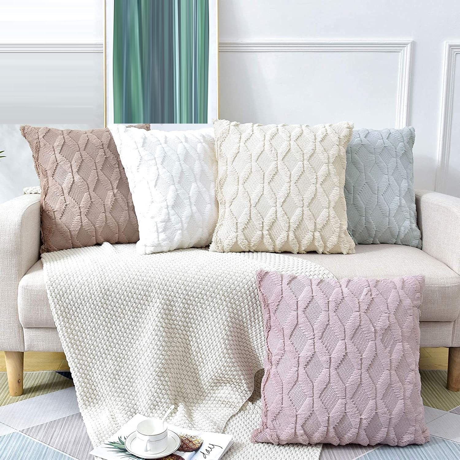 2 Pack Decorative Boho Throw Pillow Covers 45 x 45 cm (Pink) - DecorHouse.com.au