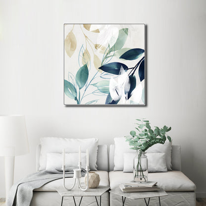 50cmx50cm Watercolour style leaves 2 Sets White Frame Canvas Wall Art - DecorHouse.com.au