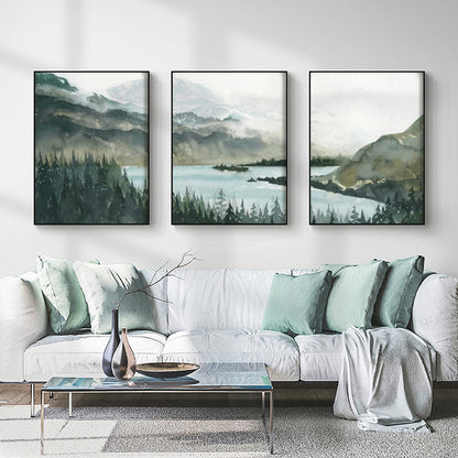 60cmx90cm Landscape 3 Sets Black Frame Canvas Wall Art - DecorHouse.com.au