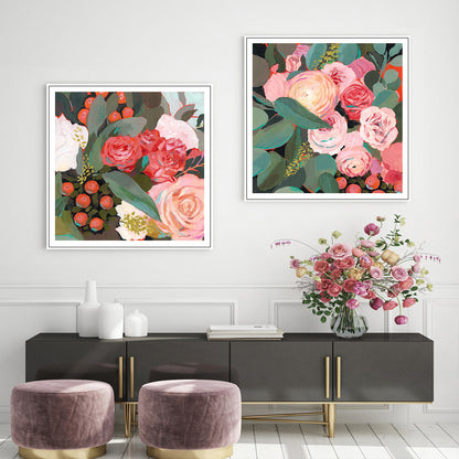 60cmx60cm Eucalyptus Bouquet 2 Sets White Frame Canvas Wall Art - DecorHouse.com.au