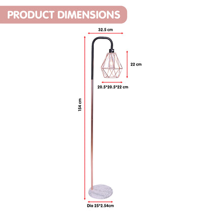 Sarantino Rose Gold Floor Lamp with Geometric Shade - DecorHouse.com.au