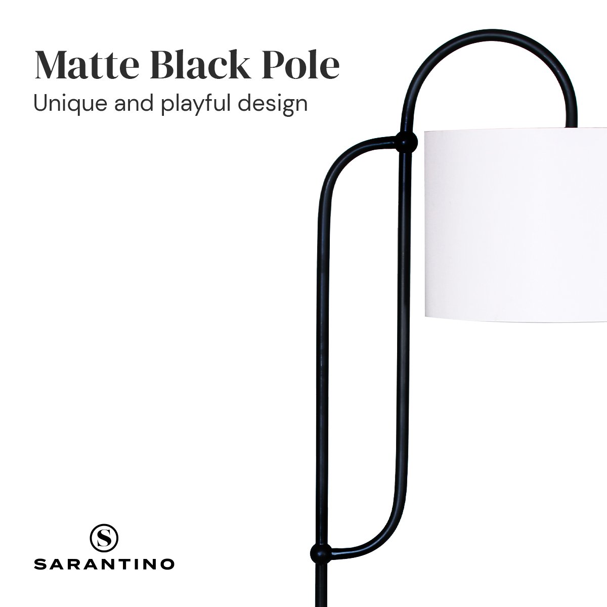 Sarantino Metal Floor Lamp with Marble Base & Off-White Shade - DecorHouse.com.au