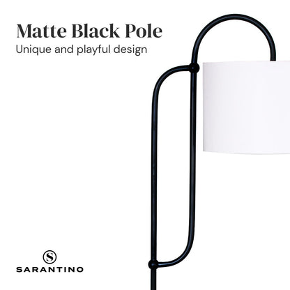 Sarantino Metal Floor Lamp with Marble Base & Off-White Shade - DecorHouse.com.au